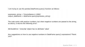 Pandas : Using negative numbers in pandas.DataFrame.query() expression