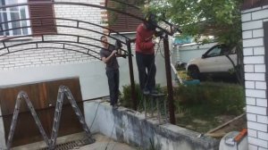 Монтажа навеса гаража под домом