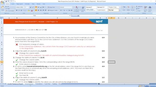 New Perspectives Excel 2019 | Module 1: SAM Project 1b #newperspective #module1  #samproject1b