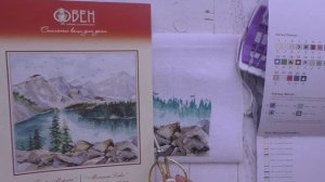 36. Готовая работа: "Озеро Морейн" от фирмы "ОВЕН"// Вышивка крестиком//