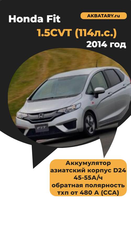 Honda Fit 2014 год - какой аккумулятор