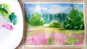Природа Битцевского леса: рисуем летнюю поляну акварелью