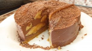 Муссовый шоколадный торт с бананами. Торт без выпечки с бананами. Домашний торт на Праздник Рецепт.