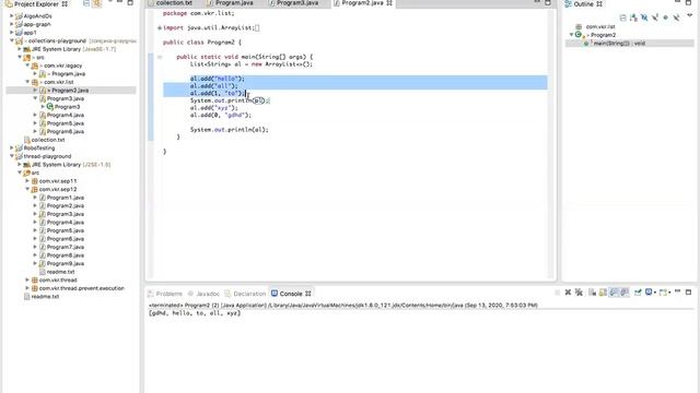 List Interface - ArrayList class