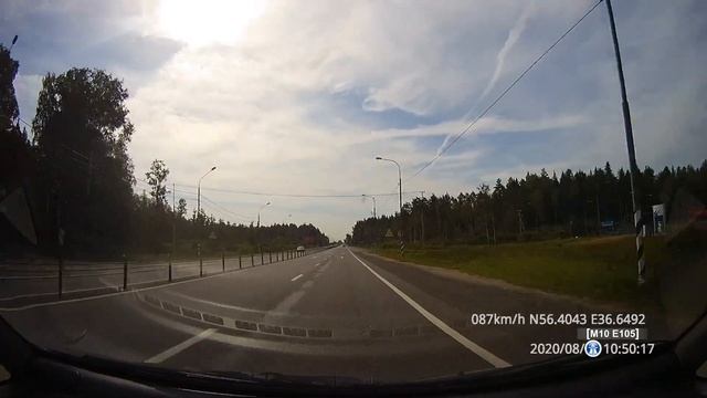 Трасса М10 Е105 Тверь - Клин - А-108 (внутр.) - Дмитров. Лето 2020. Пандемия COVID-19. Утро.