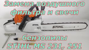 Замена воздушного фильтра и свечи зажигания бензопилы Stihl MS 231, 251.