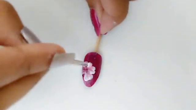 ONE STROKE NAIL ART | PINK n WHITE HEART FLOWERS смотреть онлайн