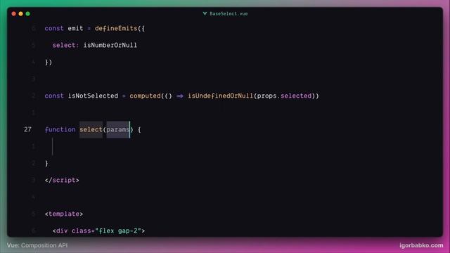 Vue Composition API с нуля #42 - Рефакторинг компонента выпадающего списка смотреть онлайн