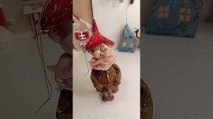 Сказочный гномик из папье-маше и ваты
