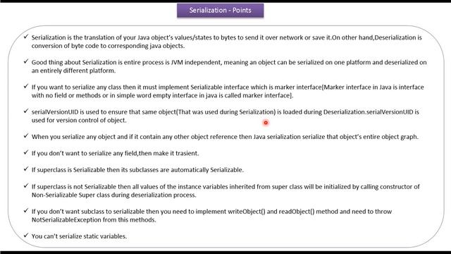 What are the Important points of Java Serialization? | Java IO | Java Tutorial