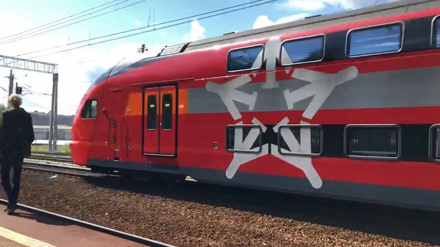 ЭШ2-024 «Аэроэкспресс» сообщением Одинцово - Аэропорт Шереметьево проследует станцию Марк смотреть онлайн