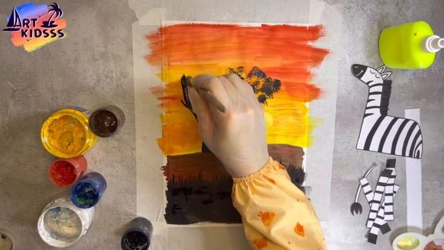 Зебра. Рисование с детьми