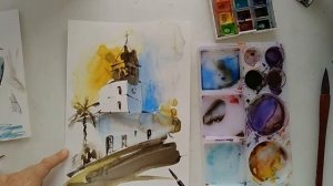 Акварельный скетч. Рисуем от пятна.