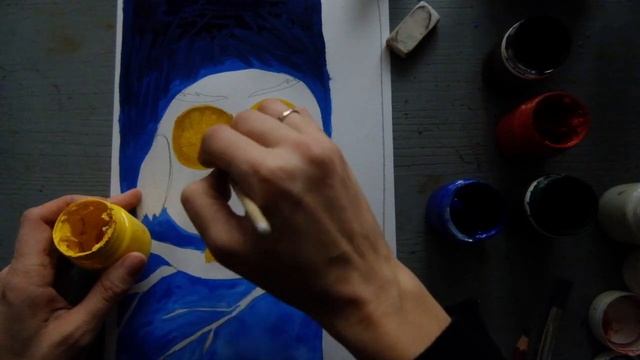 Сова. Рисуем Сову гуашью смотреть онлайн