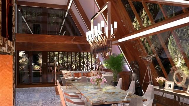 Дизайн интерьера загородного дома из клееного бруса honkа, мебель LONGHI, смотреть онлайн