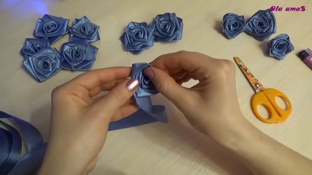 Как сделать розу из ленты без клея