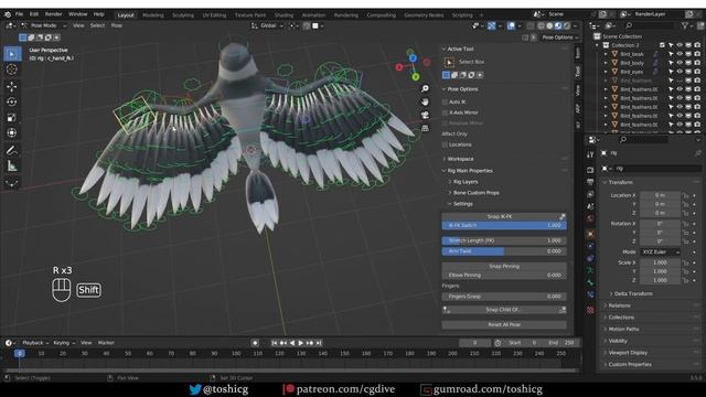 Auto-Rig Pro: Bird & Wing Rigging tutorial, Part 1 [Blender] смотреть онлайн