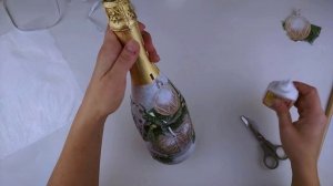 Декупаж БУТЫЛКИ шампанского на Новый год своими руками. Новогодний декор подарка 2021 DIY
