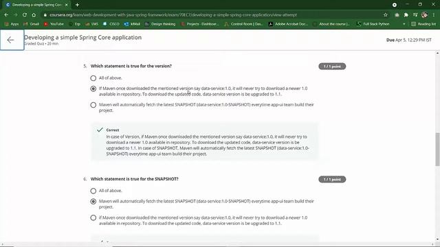 Web Development with Java Spring Framework week2 Developing a simple spring core application answer смотреть онлайн