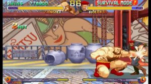 Street Fighter Alpha 2(Zero 2) Zangief Survival Mode Expert difficulty no death playthrough