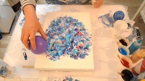 Creating a Heart shape with flowers and fluid acrylic paint