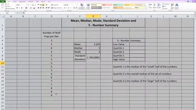 Mean, Median, Mode, Standard Deviation and 5 - Number Summary in Excel смотреть онлайн