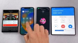 iPhone XS vs Samsung Z Fold 4 vs Xiaomi Redmi vs BlackBerry Viber, WhatsApp, SkyPhone Incoming Call