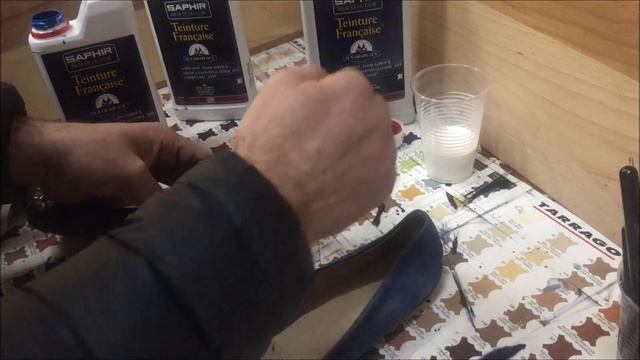 ПОКРАСКА ЯРКО СИНЕЙ ЗАМШИ