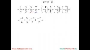Видеоурок "Отрицательные числа в дробях"