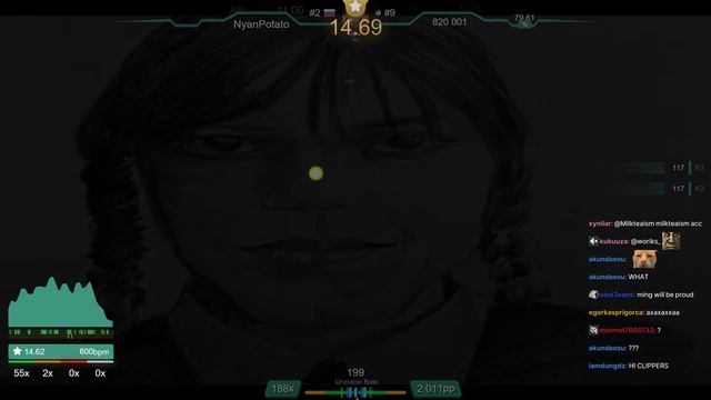 ? 14.7⭐ NyanPotato | Lizogub - Devochka Wednesday [devochka 400bpm] +HDDT 79.61% (2011pp FC) - osu! смотреть онлайн