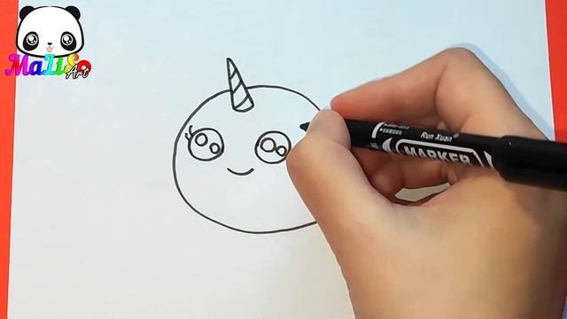 Как нарисовать милого КИТА ЕДИНОРОГА КАШАЛОТА просто | How to draw a whale unicorn