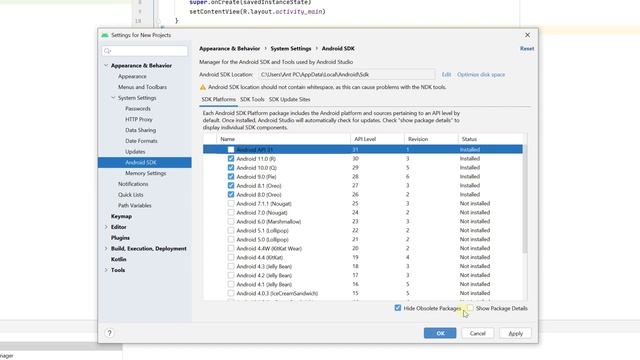 Android Studio: How to Uninstall & Reinstall Android API SDK Platform & Build Tools from SDK Manage