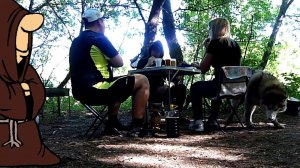 Летний отдых и рыбалка на реке, шашлык, икра карася приготовленная в Автоклаве