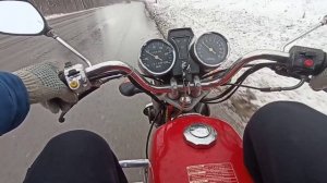 Покатушки ЗИМОЙ на мопеде Альфа от первого лица!