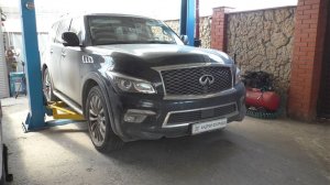 Регулировка ручного тормоза на INFINITI QX80 5,6  Инфинити Ку Икс 80 2014 года