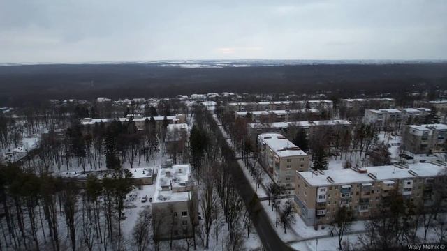 Пятихатки. Берёзовая роща. Улица Академика Синельникова. Харьков с высоты. Январь 2022.