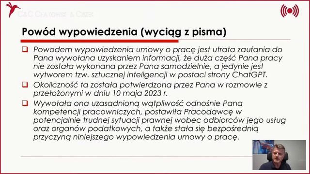 Zwolnienie pracownika z powodu korzystania z Chat GPT/AI смотреть онлайн