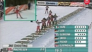 БИАТЛОН. КМ 1999-00. 6 этап. Антхольц (Италия). Мужчины. Гонка преследования 12,5 км. 21.01.2000.