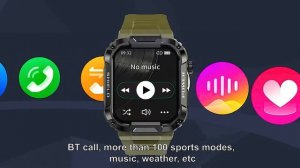 2023 Rugged Military Smart Watch Men For Android IOS Ftiness Watches Ip68 Waterproof 1.85''