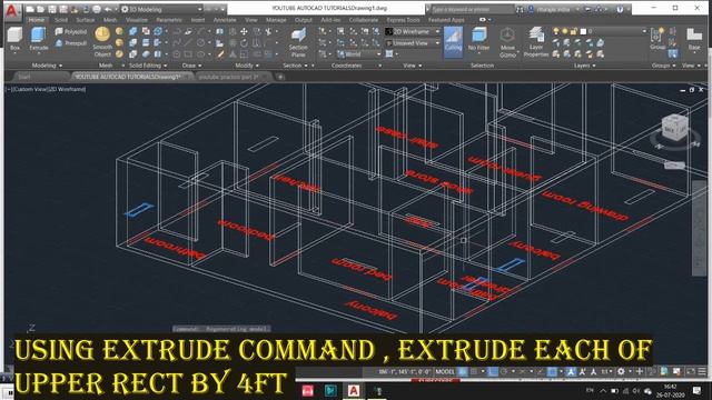 autocad- 6 || how to make simple drawing in autocad || 2d into 3d cad || autocad- 1 || cad 3d || смотреть онлайн