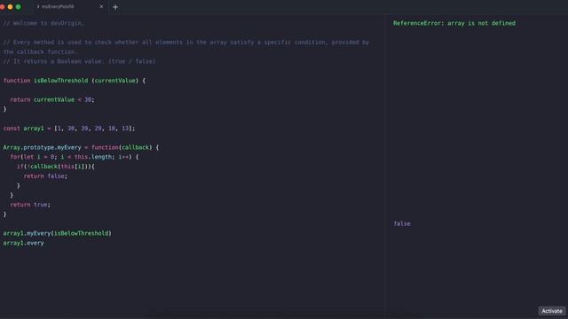 JavaScript Every Method Polyfill Explained - Interview Question | DevOrigin