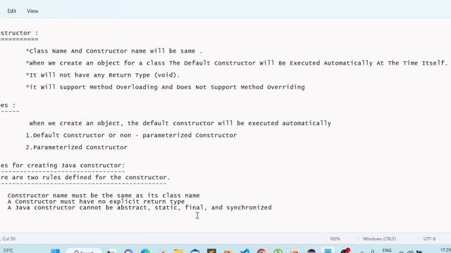 what is Constructor? default Constructor ?with example program in tamil