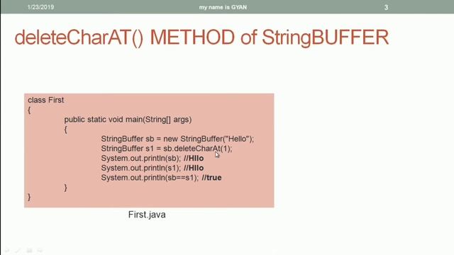 String API in Java | #44 | deleteCharAt() Method of the StringBuffer Class in Java