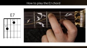How to play E7 on the guitar.  The E dominant 7 or E dom 7 guitar chord
