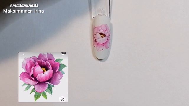 Peony in nail design. Акварельный пион?#nailart #nailarttutorial #акварельнаногтях #watercolornails