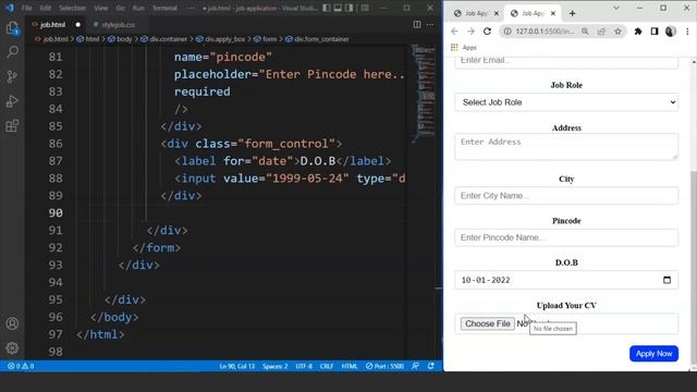 How To Make Job Application Form In HTML? | Job Application Form Using HTML | Simplilearn