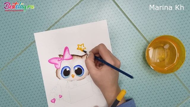 Урок рисования "Совенок"  акварельными маркерами Graphix Aqua Marabu