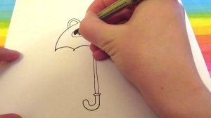 Как нарисовать ЗОНТИК В ВИДЕ ПАНДЫ. Рисуем милый зонтик. Простой рисунок