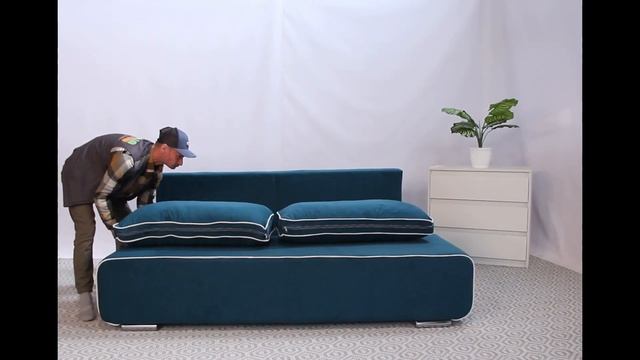 Прямой диван Лаки Уно, Изумрудный {4097975}, сборка смотреть онлайн