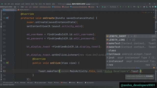 #7  || Toast in Android || Android || Andva Developers#java #android #cse
